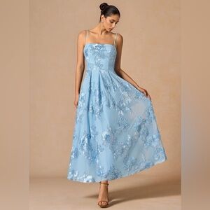 NWT Spaghetti Strap Light Blue Floral Wedding guest / Evening Dress / prom dress